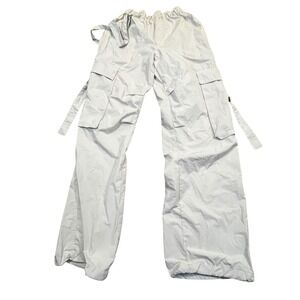 Faded Rose Essentials Womens Cargo Pants Small Beige Wide Leg Utility Streetwear